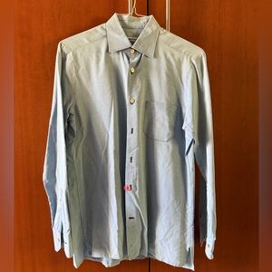 Kiton Made in Italy Light Blue Button Down Shirt size 15 1/2